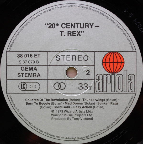 T. Rex : 20th Century (LP, Comp, RP)