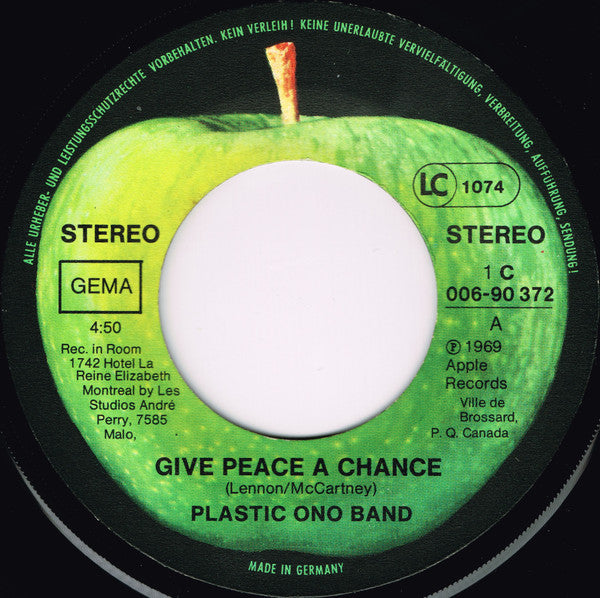 Plastic Ono Band* : Give Peace A Chance (7", Single, RE)