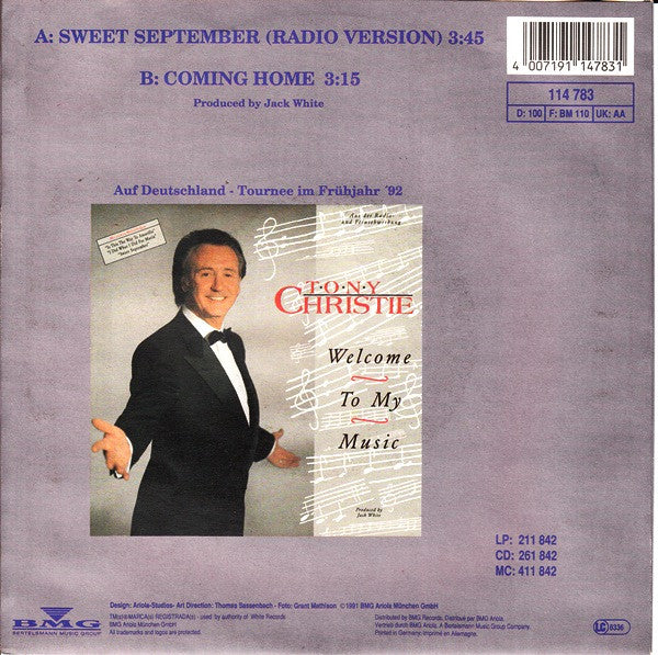 Tony Christie : Sweet September (7", Single)