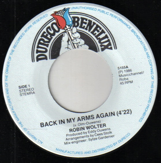 Robin Wolter : Back In My Arms Again  (7", Single)
