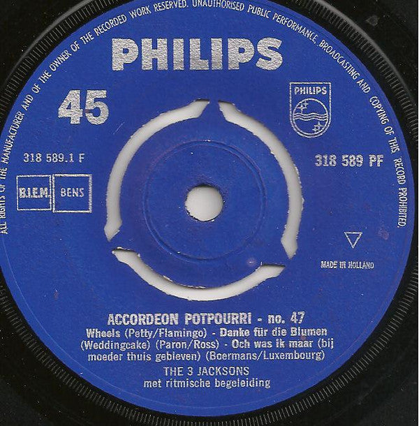 The 3 Jacksons : Accordeon Potpourri No. 47 (7", Single, Mono)