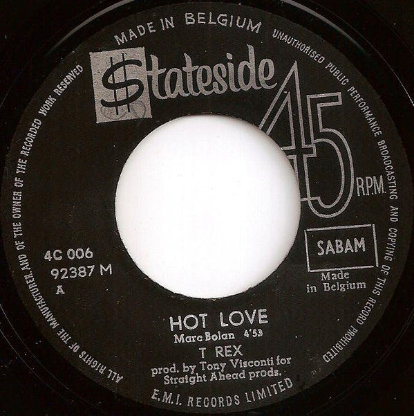 T. Rex : Hot Love (7", Mono)