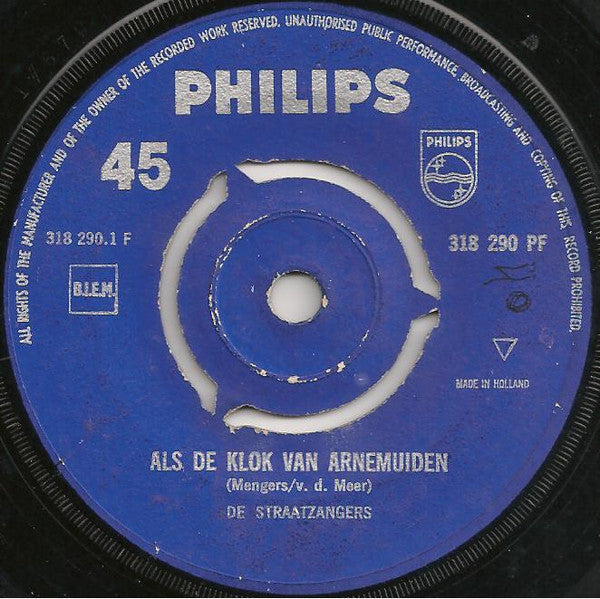De Straatzangers : Als De Klok Van Arnemuiden (7", Single, Mono)