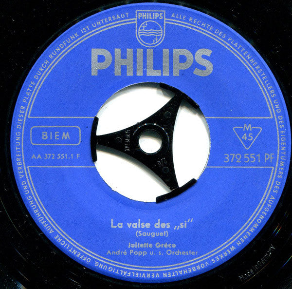 Juliette Gréco : La Valse Des Si / L'Amour (7", Single)
