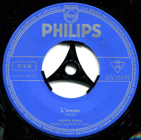 Juliette Gréco : La Valse Des Si / L'Amour (7", Single)