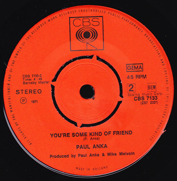 Paul Anka : Why Are You Leaning On Me Sir (7", Single)
