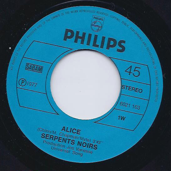 Les Serpents Noirs : Alice / Life Melody (7", Single)