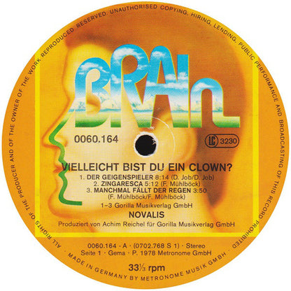 Novalis (3) : Vielleicht Bist Du Ein Clown? (LP, Album)