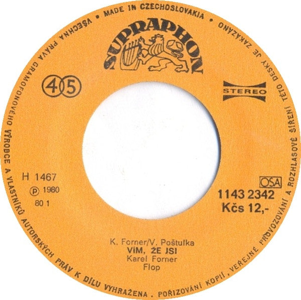 Karel Forner - Flop (3) : Vím, Že Jsi • Preludium Deště (7")