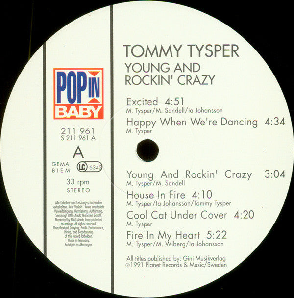 Tommy Tysper : Young And Rockin' Crazy (LP, Album)