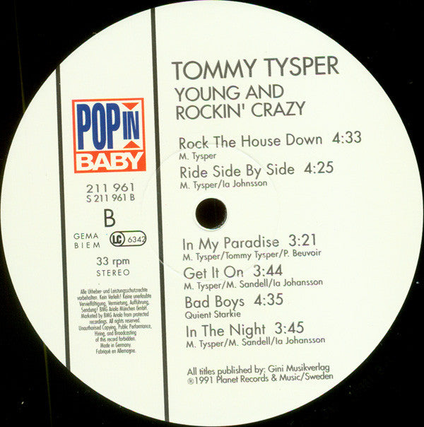 Tommy Tysper : Young And Rockin' Crazy (LP, Album)