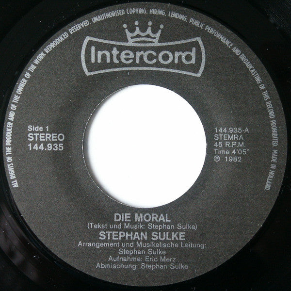 Stephan Sulke : Die Moral (7", Single)