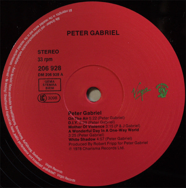 Peter Gabriel : Peter Gabriel (LP, Album, RE)