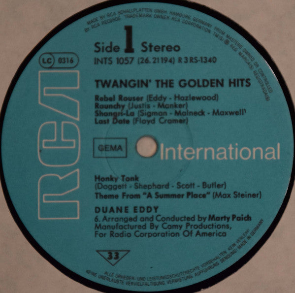 Duane Eddy : Twangin' The Golden Hits (LP, Album, Mono, RE)
