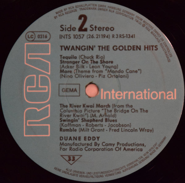 Duane Eddy : Twangin' The Golden Hits (LP, Album, Mono, RE)