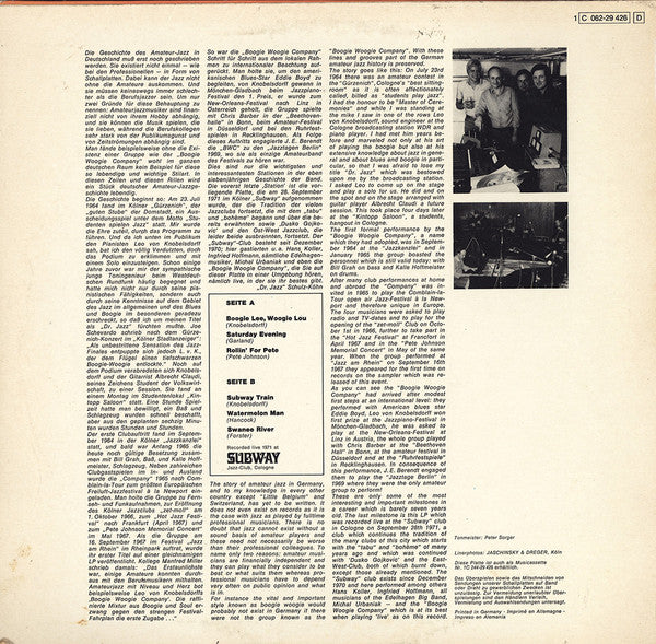 The Boogie Woogie Company : Live For Dancing (LP)