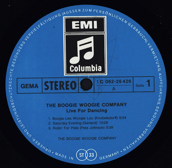 The Boogie Woogie Company : Live For Dancing (LP)
