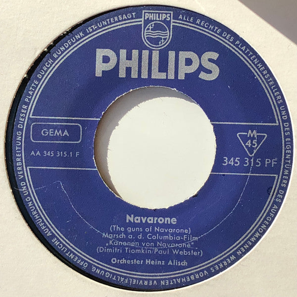 Orchester Heinz Alisch : Navarone / Jassu (Esel-Melodie) (7")