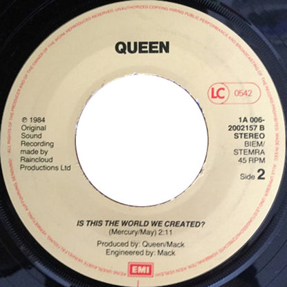 Queen : It's A Hard Life (7", Single)