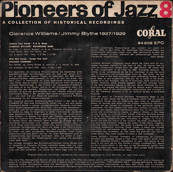 Clarence Williams / Jimmy Blythe : Clarence Williams - Jimmy Blythe 1927/1929 (7", EP, Comp)