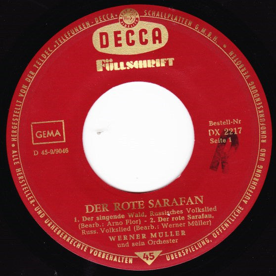 Werner Müller Und Sein Orchester : Der Rote Sarafan (7", EP, Mono)