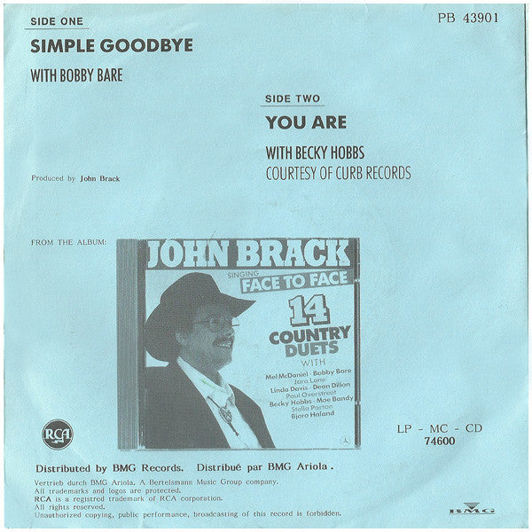John Brack / Bobby Bare : Simple Goodbye (7", Single)
