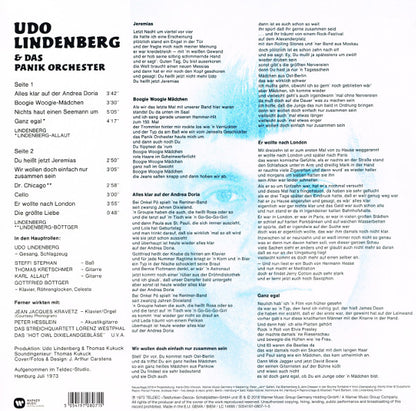 Udo Lindenberg Und Das Panikorchester : Alles Klar Auf Der Andrea Doria (LP, Album, RE)