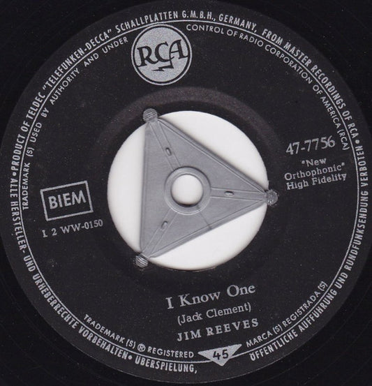 Jim Reeves : I Know One / I'm Gettin' Better (7", Single)