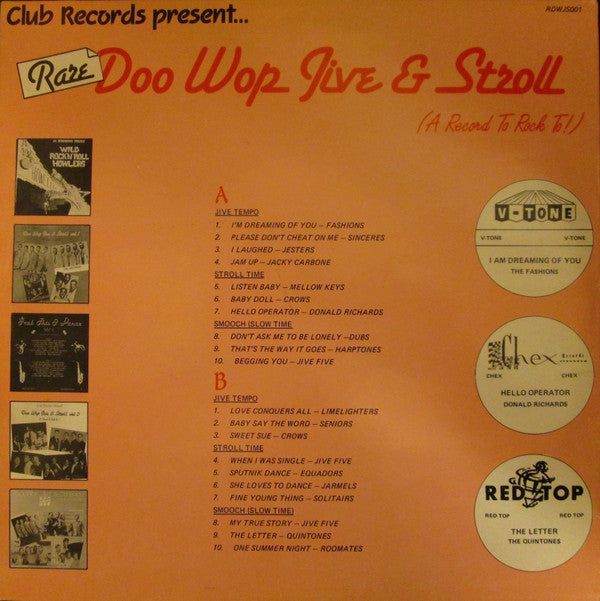 Various : Rare Doo Wop Jive & Stroll  (LP, Comp)