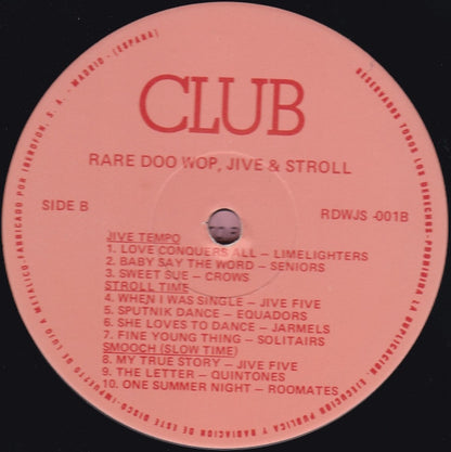 Various : Rare Doo Wop Jive & Stroll  (LP, Comp)