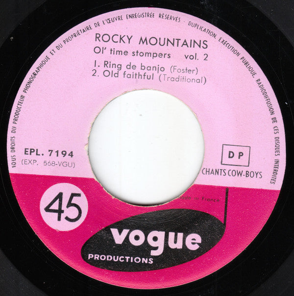 Rocky Mountains Ol' Time Stompers : Vol. 2 (7", EP, RE)