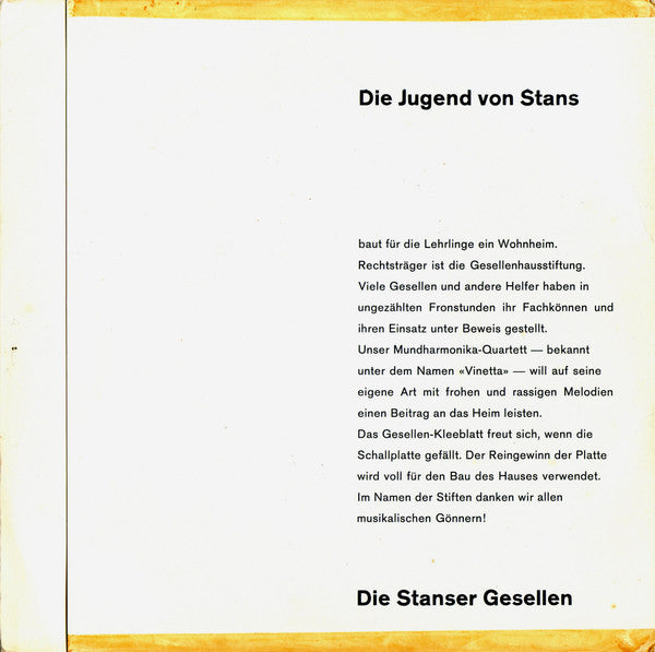 Mundharmonika-Quartett Vinetta : Stanser Gesellen Quartett (7")