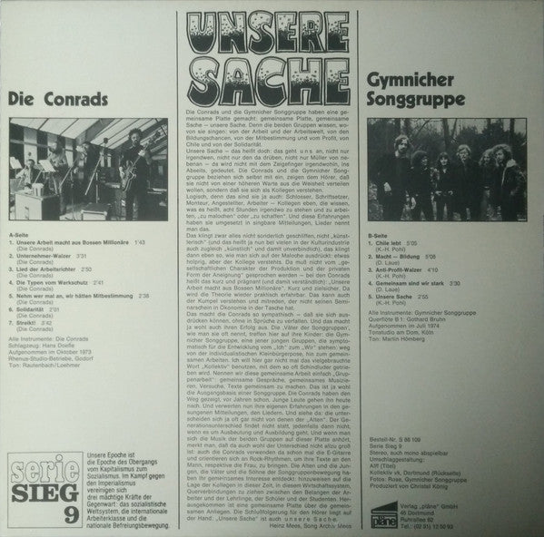 Die Conrads, Gymnicher Songgruppe : Unsere Sache (LP, Album)