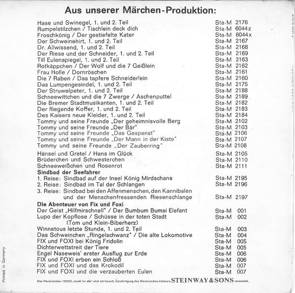 Gebrüder Grimm : Tischlein Deck Dich / Rumpelstilzchen (7")