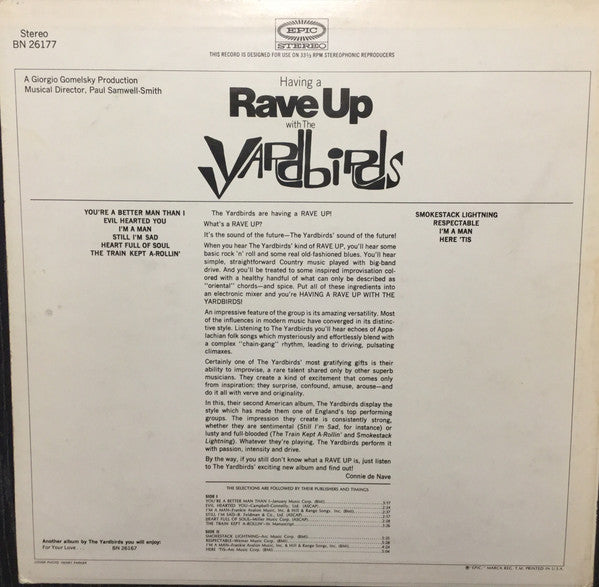The Yardbirds : Having A Rave Up With The Yardbirds (LP, Album)