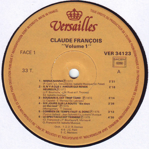 Claude François : Claude François Vol. 1 (LP, Comp)