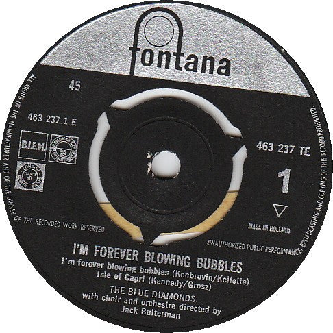The Blue Diamonds : I'm Forever Blowing Bubbles (7")