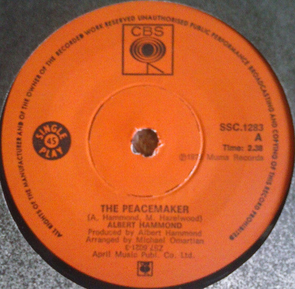 Albert Hammond : The Peacemaker (7", Single)