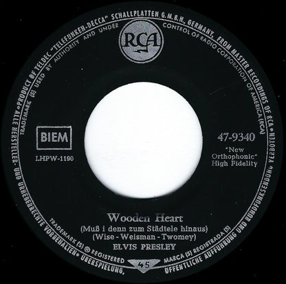 Elvis Presley : Muß I Denn, Muß I Denn (Wooden Heart) / G'schichten Aus Dem Wiener Wald (Tonight's All Right For Love) (7", Single, Mono, RE, S7 )