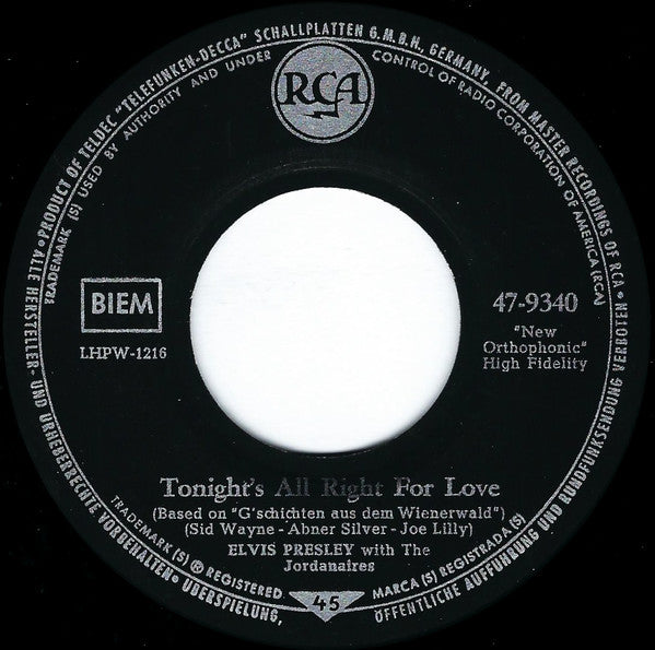 Elvis Presley : Muß I Denn, Muß I Denn (Wooden Heart) / G'schichten Aus Dem Wiener Wald (Tonight's All Right For Love) (7", Single, Mono, RE, S7 )