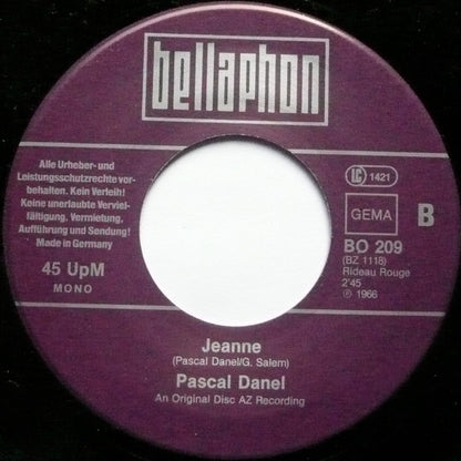 Pascal Danel : Kilimandscharo / Jeanne (7", Single, Mono, RE)