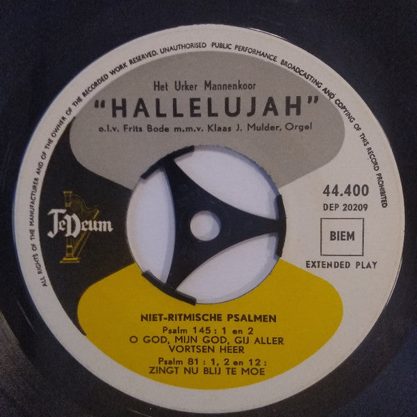 Het Urker Mannenkoor "Hallelujah" : Niet-Ritmische Psalmen (7", EP)