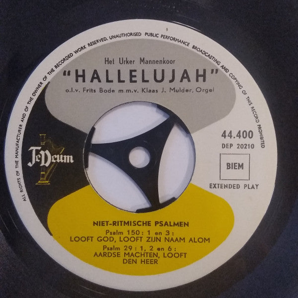 Het Urker Mannenkoor "Hallelujah" : Niet-Ritmische Psalmen (7", EP)
