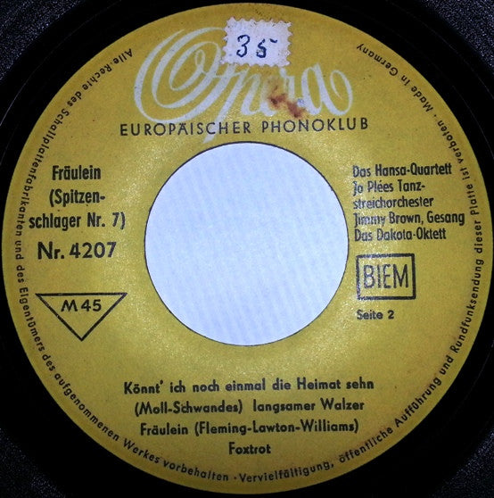 Various : Fräulein (Spitzenschlager Nr. 7) (7", Mono)