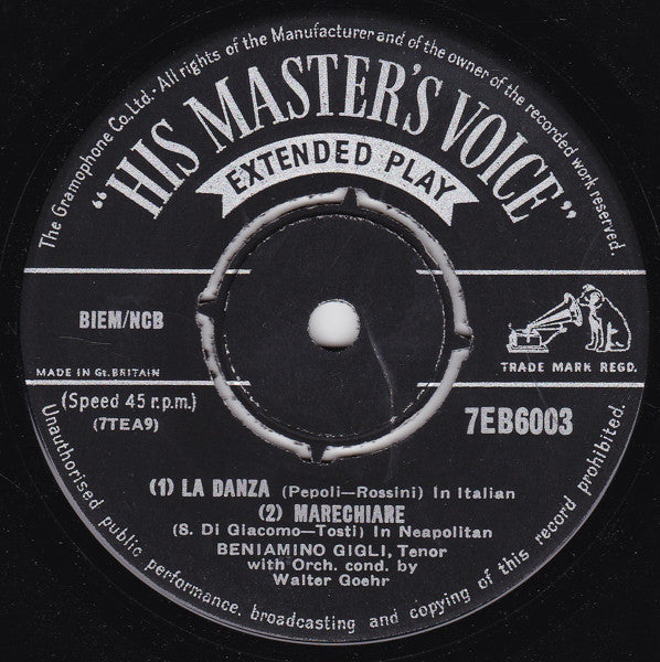 Beniamino Gigli : Mattinata (7", EP)