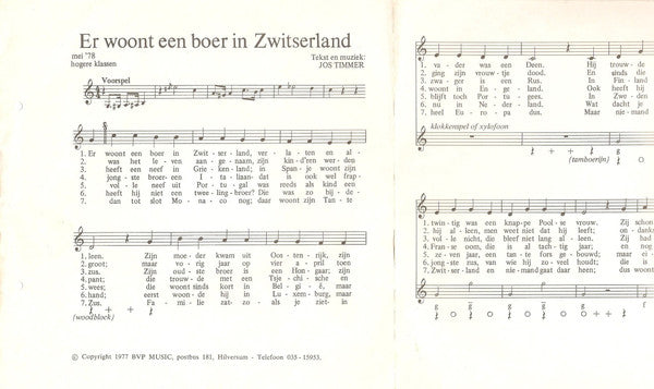 Unknown Artist : Er Woont Een Boer In Zwitserland (7", Single)