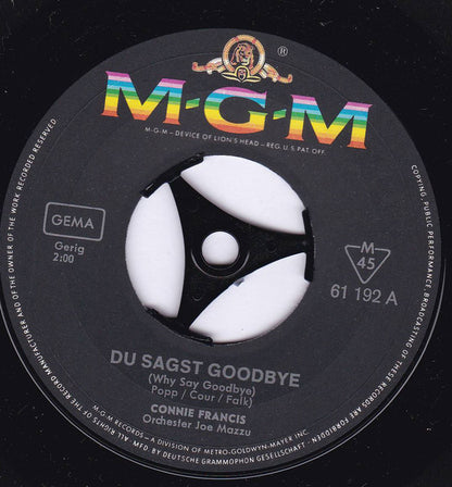 Connie Francis : Du Sagst Goodbye (7", Single, Mono)