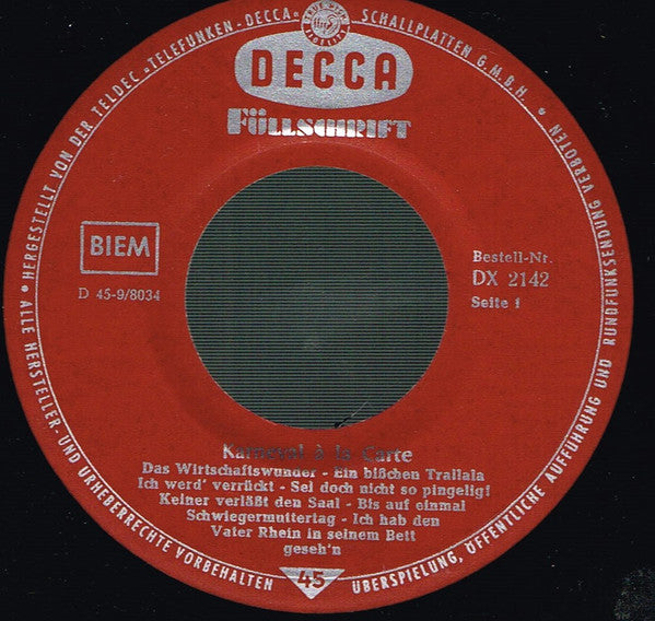 Various : Karneval À La Carte (7", EP)