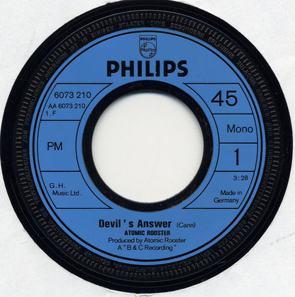 Atomic Rooster : Devil's Answer / The Rock (7", Single, Mono, Inj)