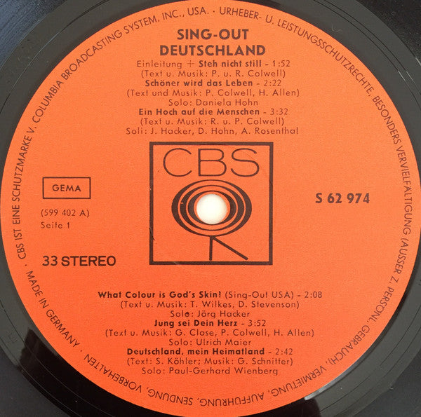 Sing Out Deutschland : Ein Hoch auf die Menschen - Die Größte Folk-Beat-Show Deutschlands  (LP, Album)
